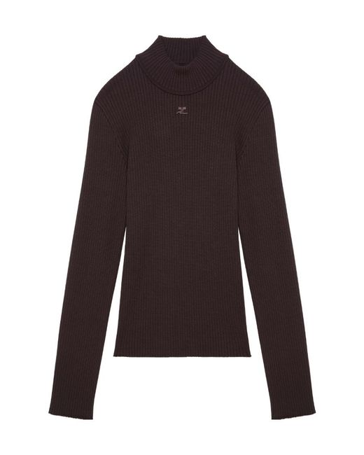 Courreges Purple Logo-Embroidered Ribbed-Knit Jumper for men