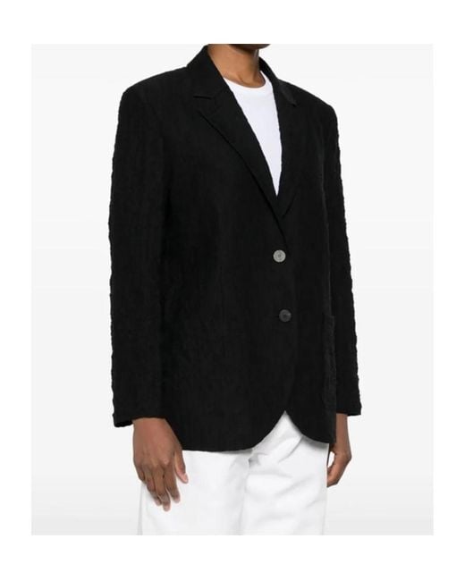 Harris Wharf London Black Crinkled-Finish Blazer