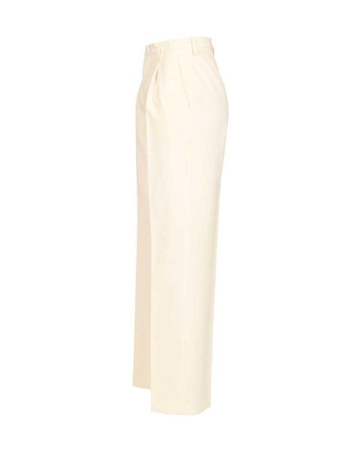 MM6 by Maison Margiela White Pleat High-Waisted Pants