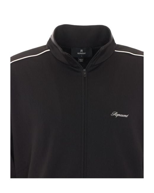 Represent Blue Logo Embroidered Zipped Sweatshirt for men
