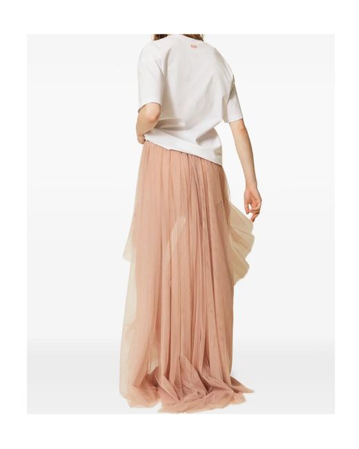 Twinset Pink X Myfo Asymmetric Tulle Skirt