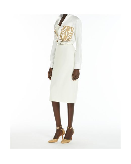 Max Mara White Logo Printed Long-Sleeved Shirt