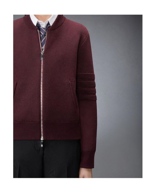 Thom Browne Purple Ottoman Milano Stitch 4-Bar Bomber Jacket