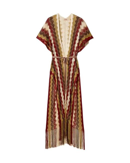 Twinset Brown Long Striped Kaftan