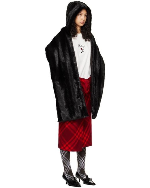 Burberry Black Hooded Wraparound Style Faux-Fur Scarf for men