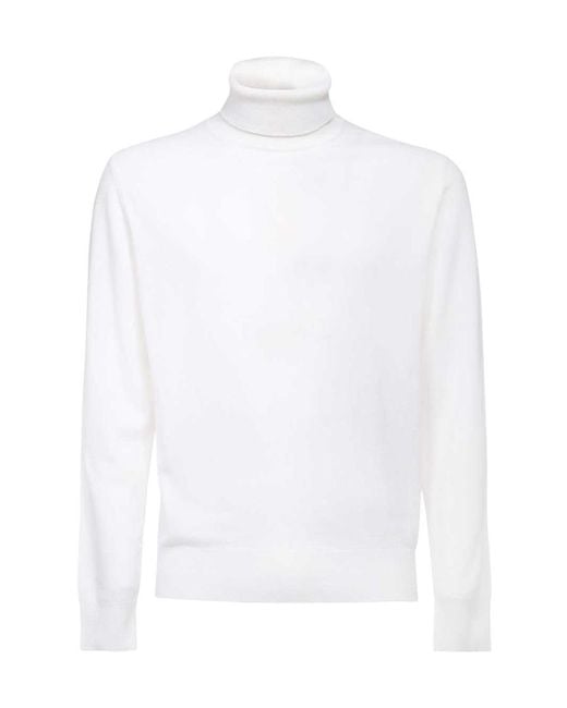 Zegna White High-Neck Long-Sleeved Sweater for men