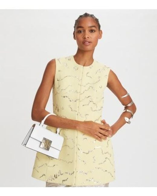 Tory Burch White Bon Bon Logo Plaque Mini Top Handle Bag