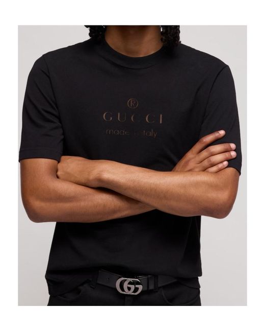Gucci Black Cotton Jersey T-Shirt With Print for men