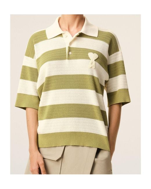 AMI Metallic Ami Ami De Coeur Short Sleeved Polo Shirt