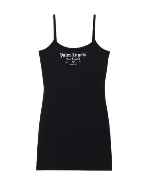Palm Angels Black Milan La Fitted Mini Dress