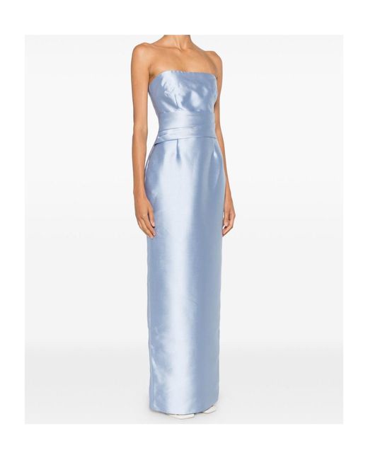 Solace London Blue Strapless Maxi Dress
