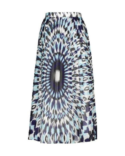 Valentino Blue Printed Cotton And Silk Midi Skirt