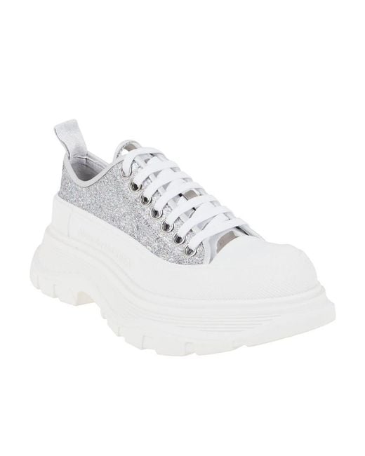 McQueen White Glitter Low-Top Sneakers