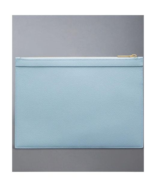 Thom Browne Blue 4-Bar Detailed Clutch Bag for men