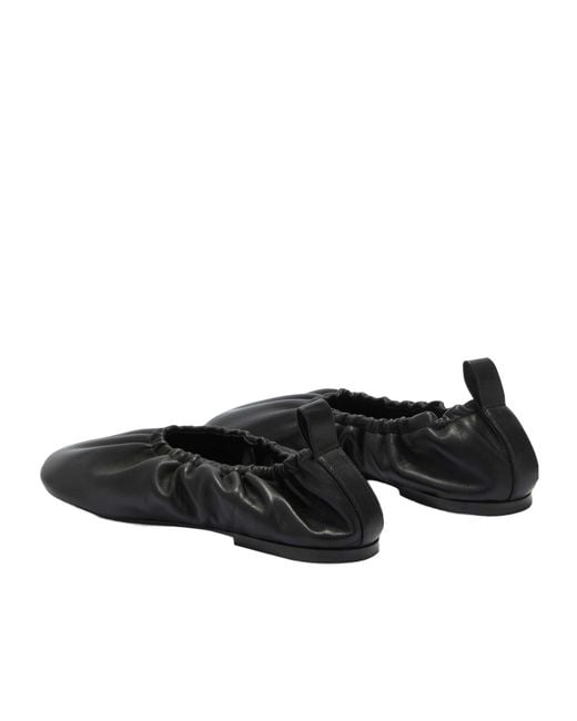 Jil Sander Black Gathered Detail Slip-On Flat Ballerinas