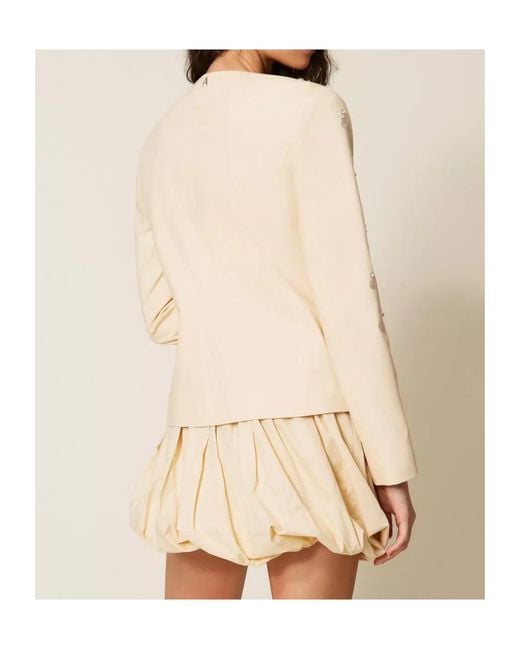 Twinset Natural Sequin-Embellished Skirt