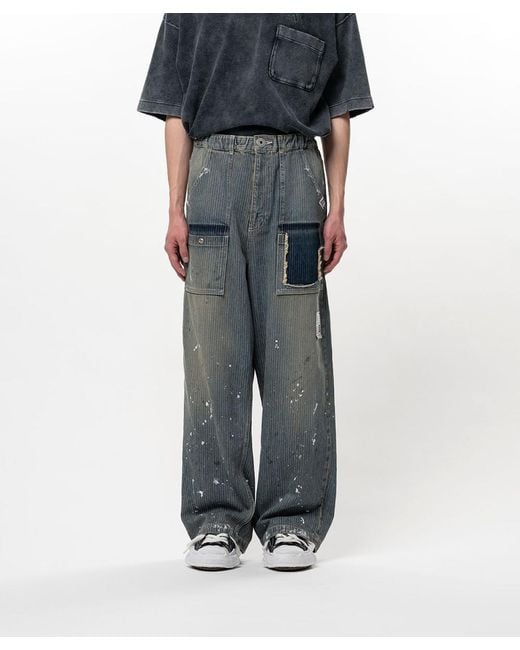 Maison Mihara Yasuhiro Gray Distressed Wide Leg Jeans for men