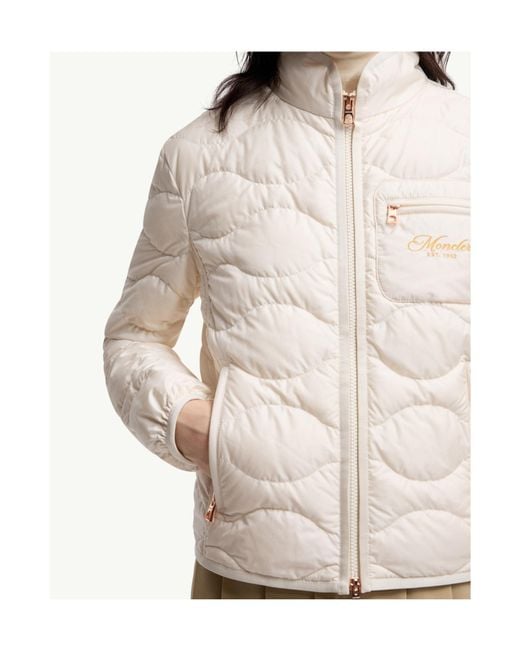 Moncler White Tegea Wave-Quilted Short Down Jacket