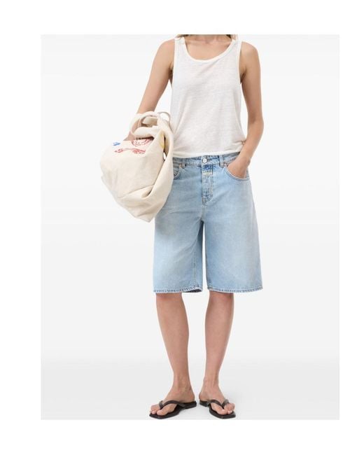 Closed Blue Jenica Patch-Pocket Denim Shorts