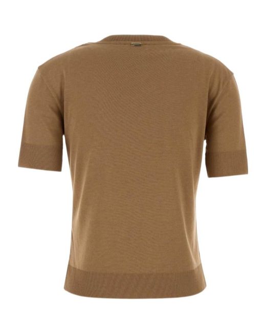 Herno Brown Short-Sleeved Crewneck Knitted Jumper
