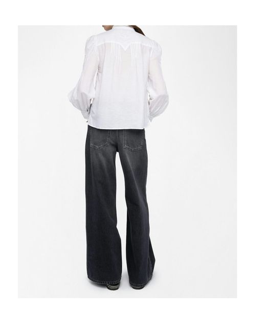 Zadig & Voltaire White Lace-Panelled Blouse