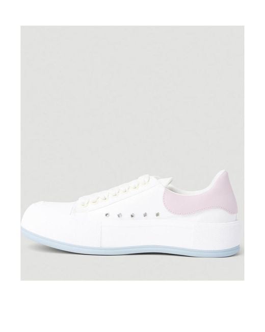 McQueen White Deck Plimsoll Lace-Up Sneakers