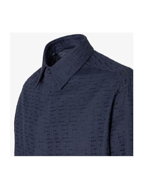 Fendi Blue Patterned Shirt for men