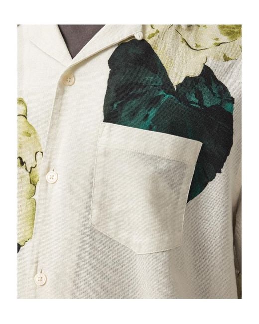 AllSaints White Nouvelle Short Sleeve Linen Blend Shirt for men