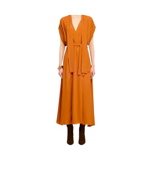 Semicouture Orange Short-Sleeved Dress