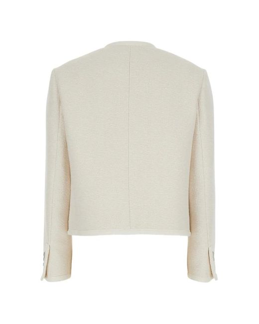 DUNST White Collarless Tweed Jacket for men