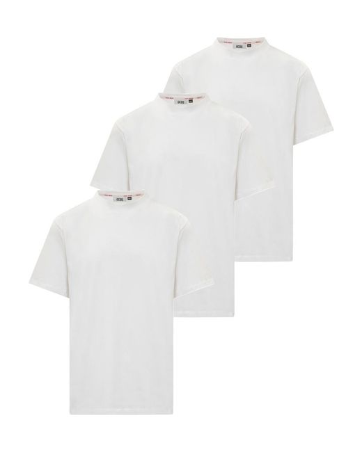 Gcds White Three Packs Crewneck T-Shirt for men