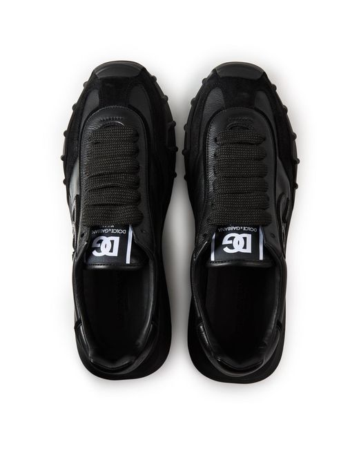 Dolce & Gabbana Allblack Paneled Lowtop Shoes for men