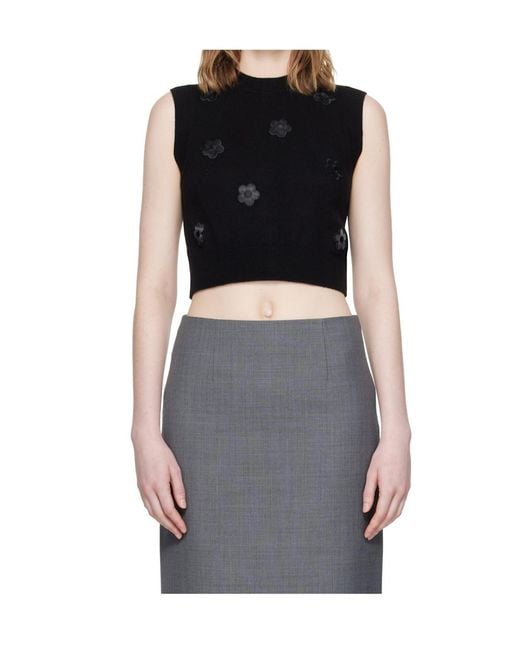 CECILIE BAHNSEN Black Floral-Appliqué Vest