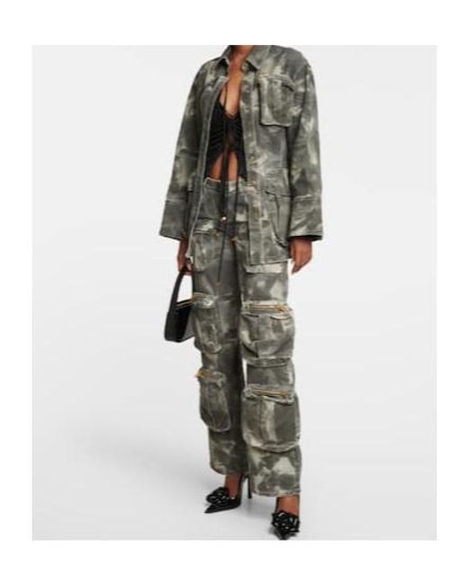 Blumarine Gray Belted Printed Denim Jacket