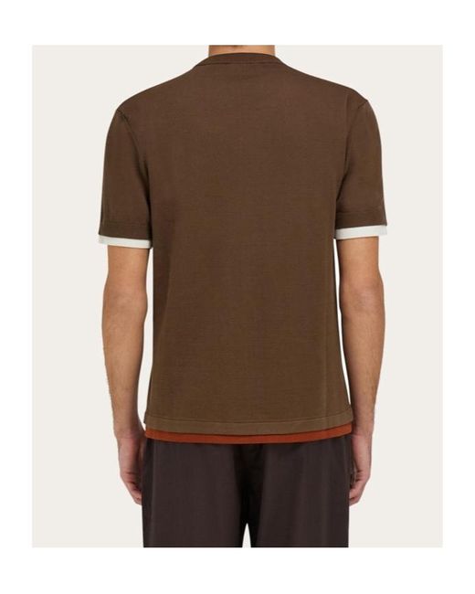 Ferragamo Brown Ferragamo Layered Knitted T-Shirt for men
