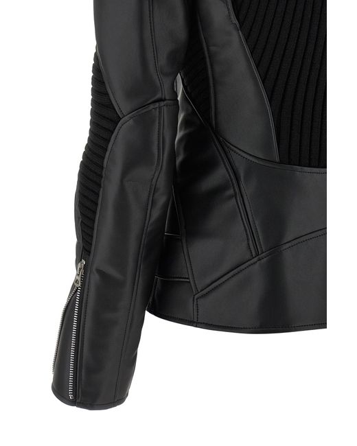 Junya Watanabe Black Paneled Zip-Up Leather Jacket