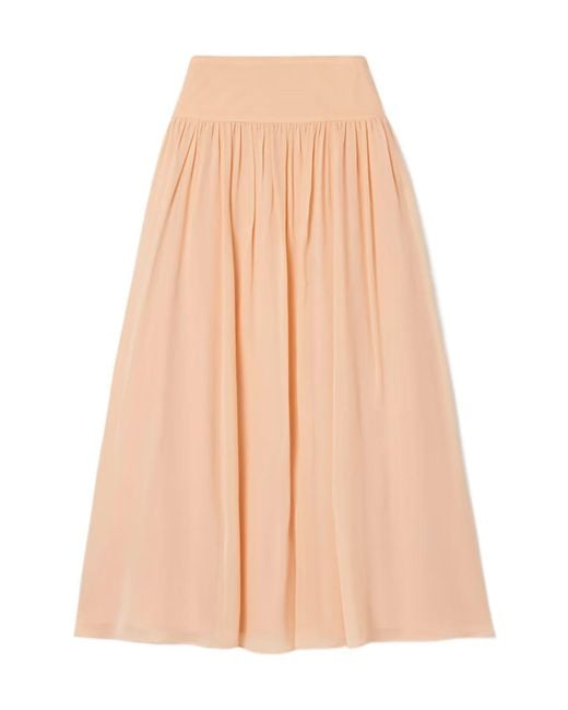 Ulla Johnson Natural Reina Pleated Mid-Length Midi Skirt