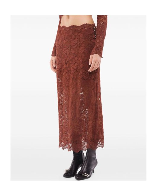 Rabanne Brown Rabanne Lace Midi Skirt