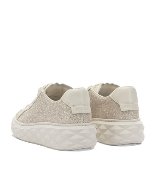 Jimmy Choo White Embellished Lace-Up Sneakers