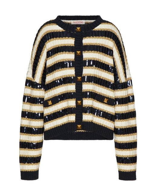 Valentino Black Rockstud Long-Sleeved Cardigan
