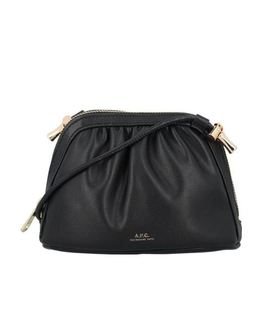 A.P.C. Black Ninon Small Drawstring Crossbody Bag