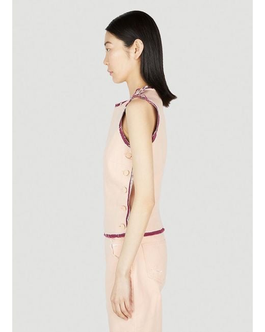 Raf Simons Natural Button Fastened Layered Raw-Cut Hem Tank Top