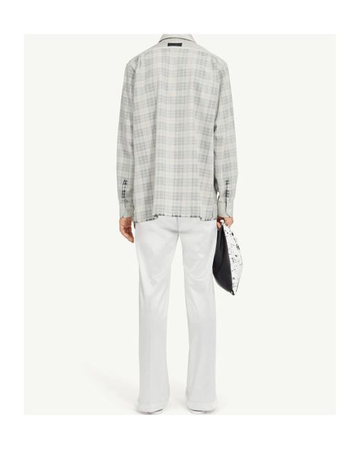 MM6 by Maison Margiela White Checked Long Sleeved Shirt for men