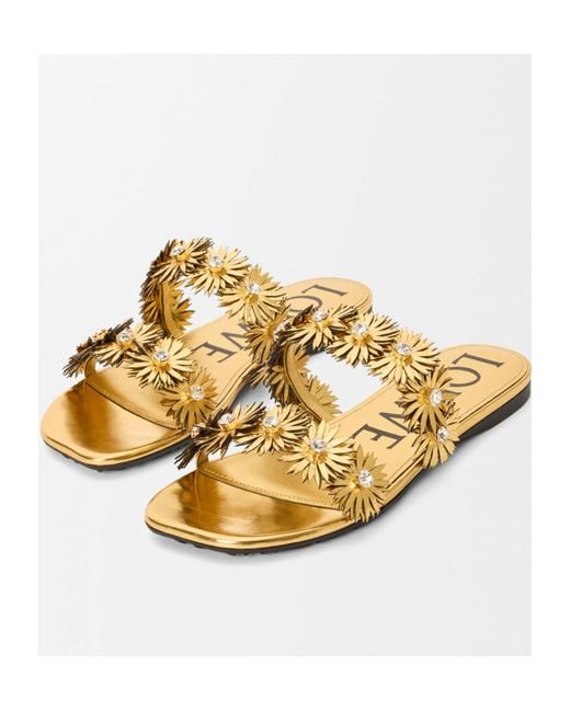 Loewe Metallic X Paula's Ibiza Calfskin Flower Sandals