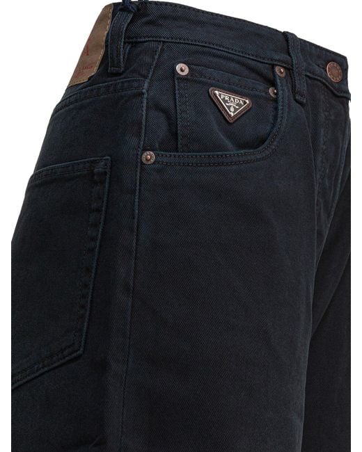 Prada Black Logo-Patch Wide Leg Jeans