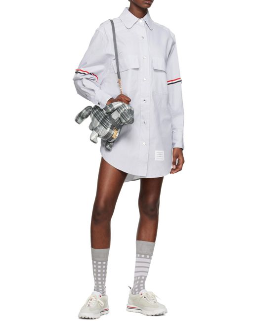 Thom Browne Blue Rwb Striped Longline Button-Up Shirt