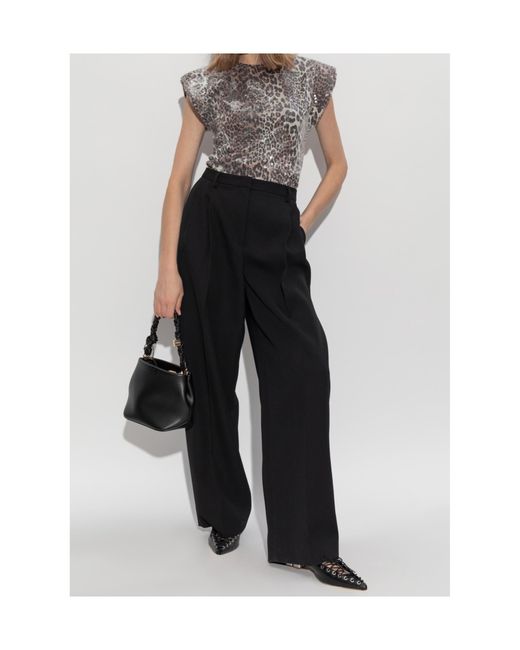 Ganni Gray Leopard Print Sequin Embellished Sleeveless Top