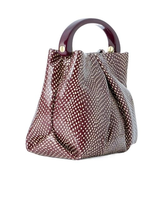 Dries Van Noten Purple Patterned Top Handle Bag