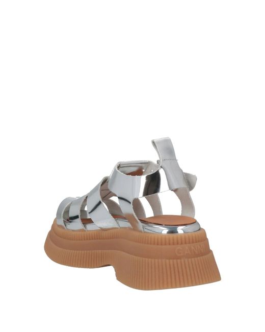 Ganni Metallic Leather Fisherman Sandals