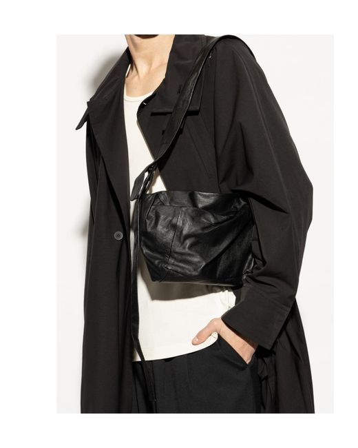 Yohji Yamamoto Black Asymmetric Shoulder Bag for men